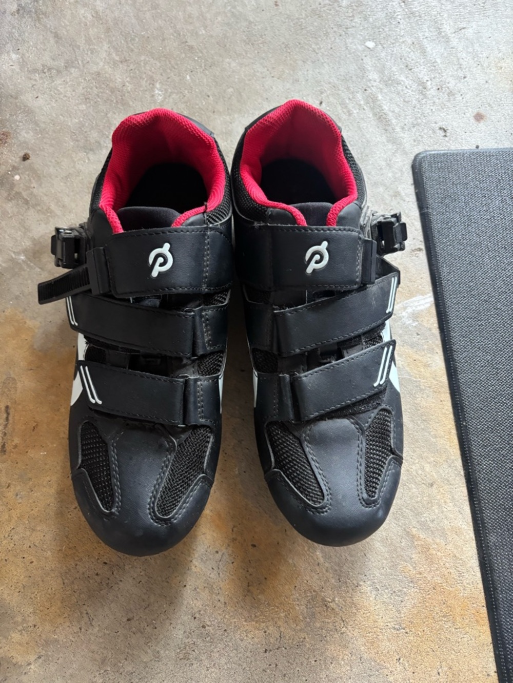 Peloton Black Cycling Shoes with red Lining